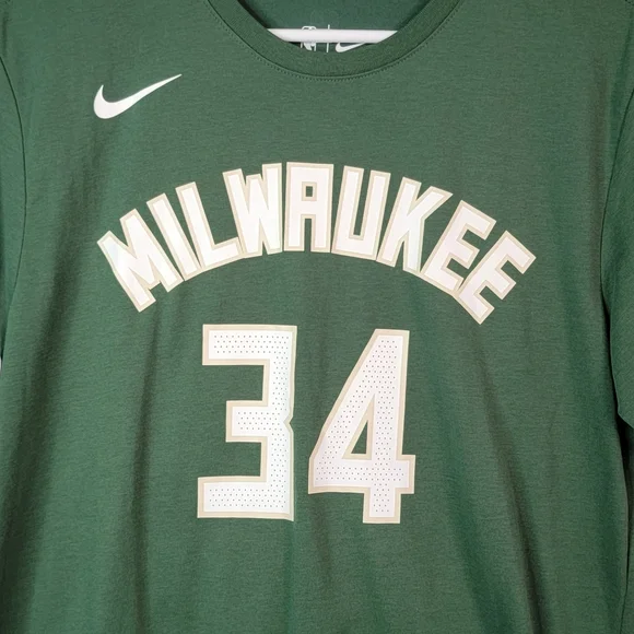 Nike Dri-Fit The Nike Tee Athletic Fit Milwakee Bucks Antetokounmpo Shirt Size M - Picture 3 of 9